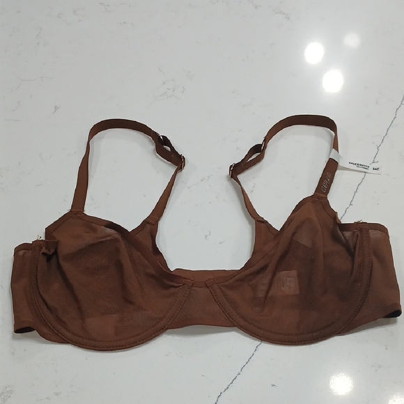 Aerie Chocolate Brown Underwire Mesh Bra Balconnette 36c Gentle Used - Picture 10 of 10
